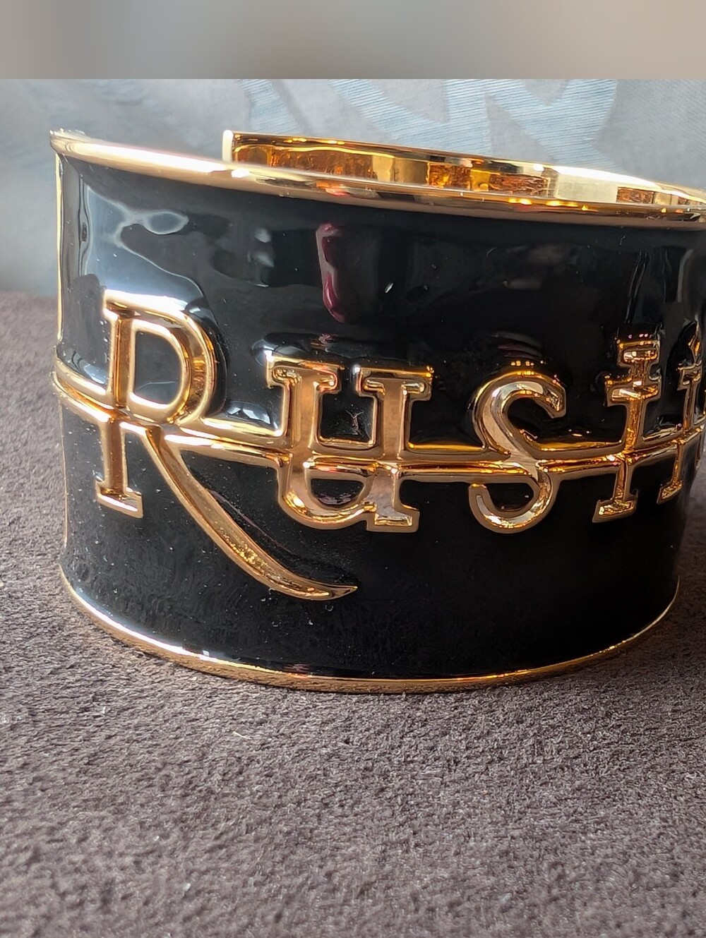 Unique Black Enamel Rustic Cuff Bracelet Set